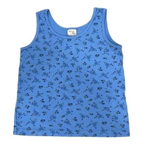 Vintage American Style Blue Floral Tank Top Size M